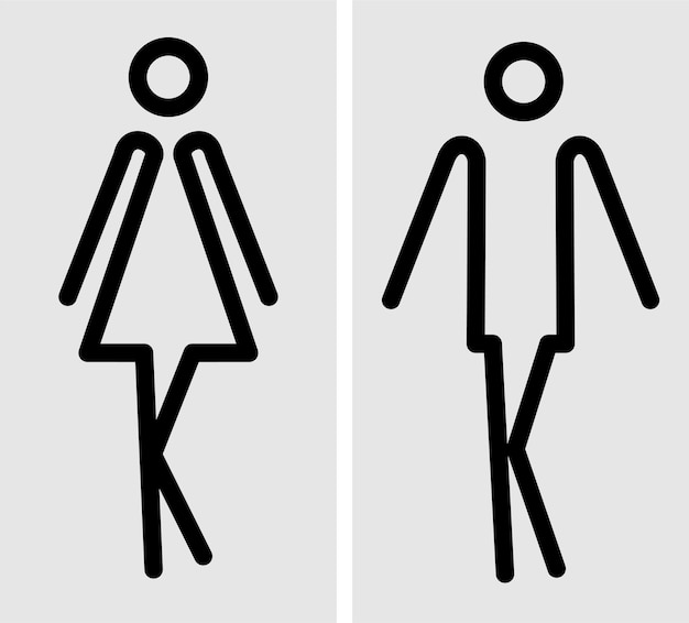 Vector simple basic sign icon male and female toilet. wc door plate icons. vector black silhouette.