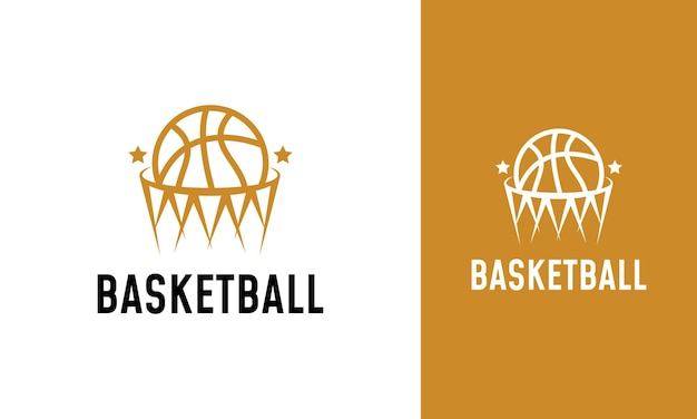 Simple basketball logo with star and basket