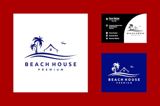 Simple Beach House Icon Logo Vector Design Template Inspiration