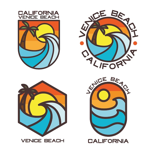 Simple Beach Logo Badge set