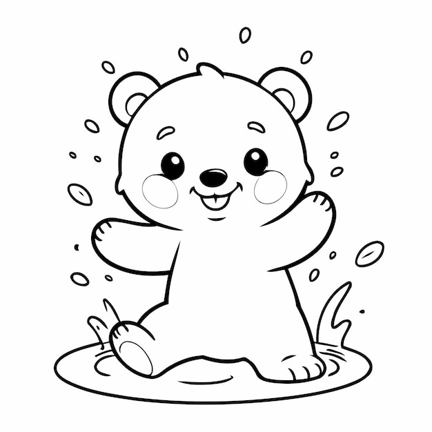 Simple Bear doodle illustration for kids pages