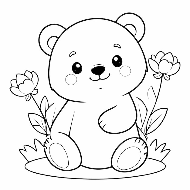 Vector simple bear hand drawn for kids page