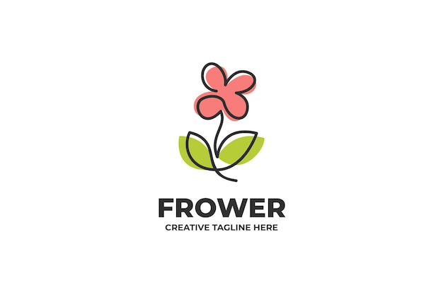 Logo di una linea semplice e bellissimo fiore