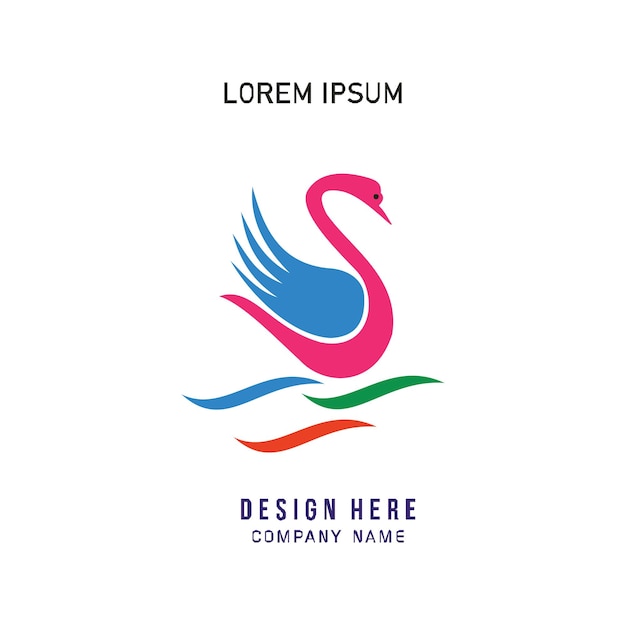 simple and beautiful swan section zoo logo