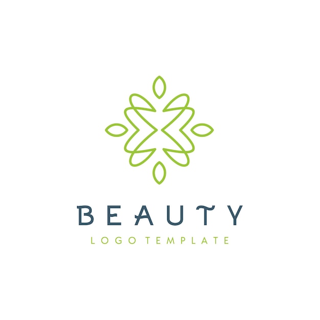 Simple beauty mandala green floral luxury natural flower pattern logo design