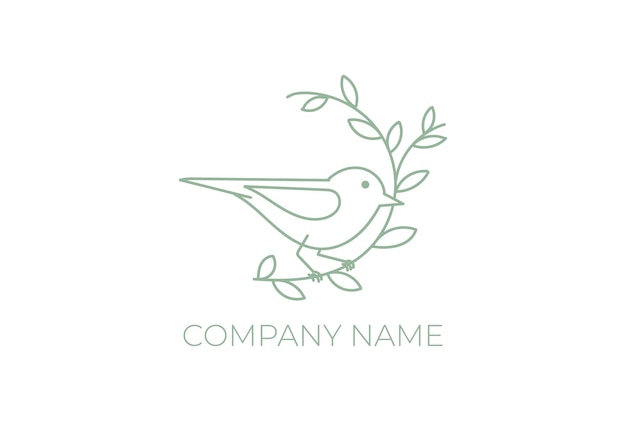 Simple beauty robin canary bird met leaf branch logo design vector