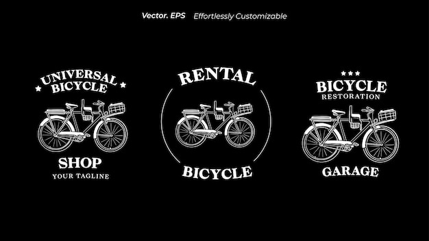 Simple Bike bicycle logo collection in flat design Hand drawn monochrome black white