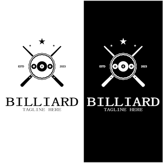 Simple billiards logo template illustration with billiard balls and sticksvector