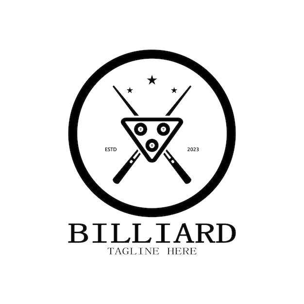 simple billiards logo template illustration with billiard balls and sticksvector