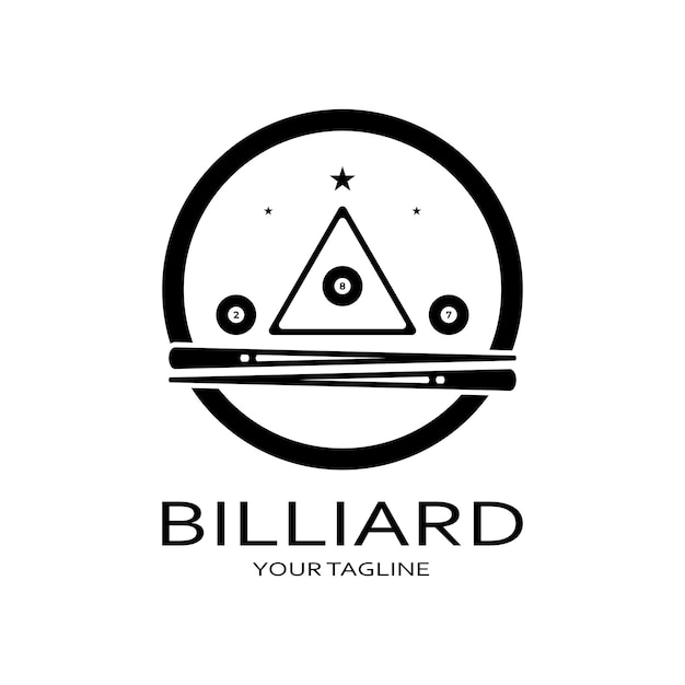 Simple billiards logo template illustration with billiard balls and sticksvector