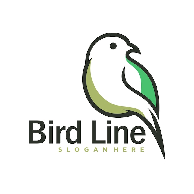 Vector simple bird line logo design template