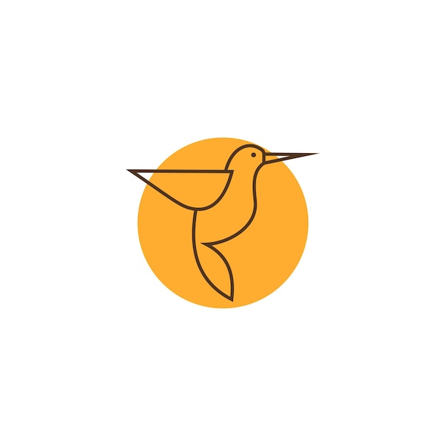 simple bird logo in flight with stripes with circle background