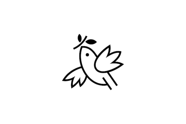 Simple bird logo template carrying leaf twig