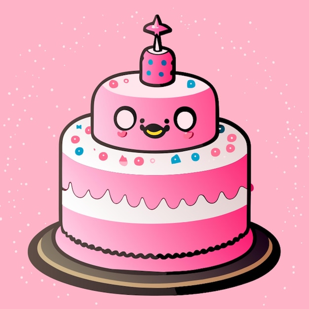 Simple birthday cake vector illustration cartoon