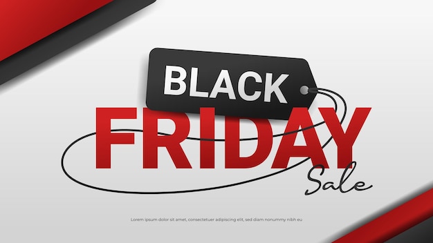 Vector simple black friday title typography banner with sale tag illustration concept