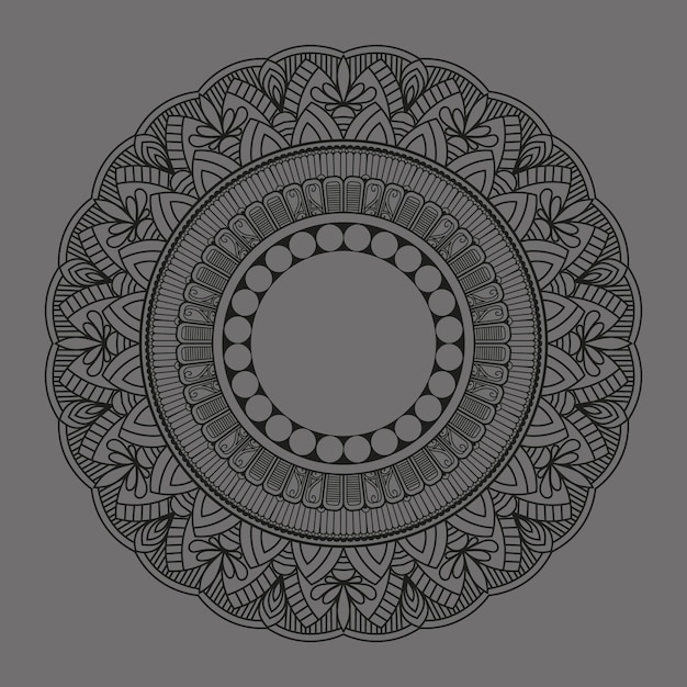 Vector simple black mandala design with a monochromatic background