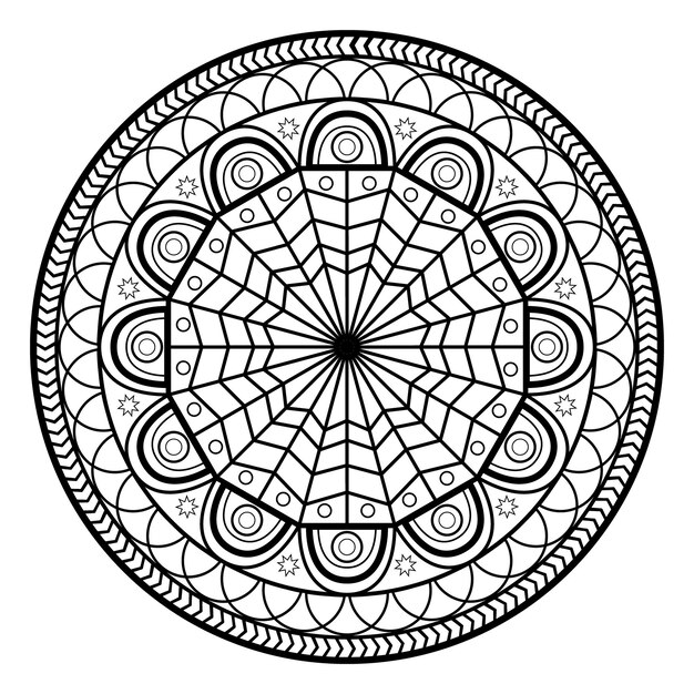 Semplice ornamento nero in un cerchio. sfondo semplice