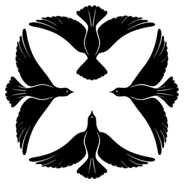 Vector simple black silhouette of birds in flight