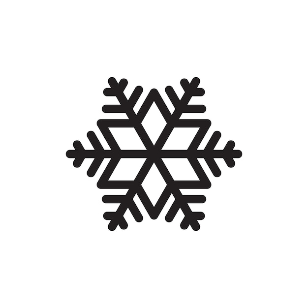 Simple black snowflake icon graphic Isolated element on white background