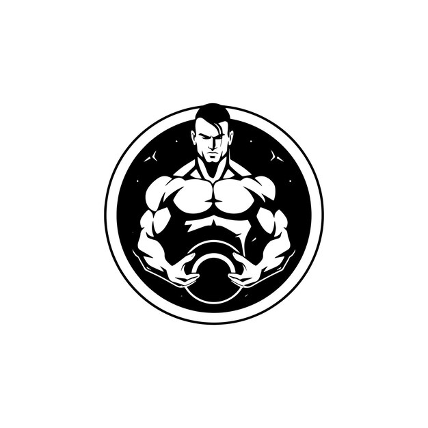 A simple black vector iconic logo of gym with white background