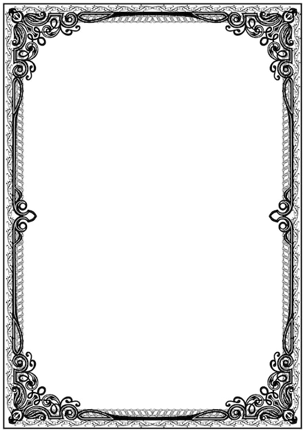 Vector simple black and white certificate frame border.