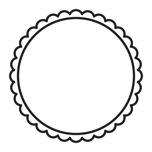 Simple Black And White Circular Shape With Scalloped Edge Frame Border Design