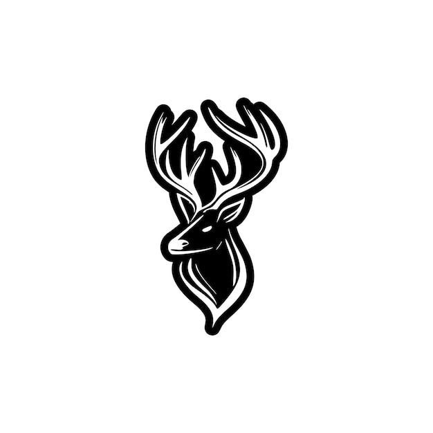 Simple black and white deer vector logo