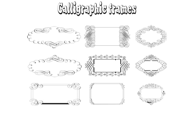 Vector simple black and white frame set with attractive engravings