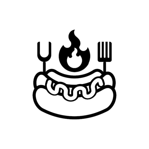 Vector simple black and white hot dog logo