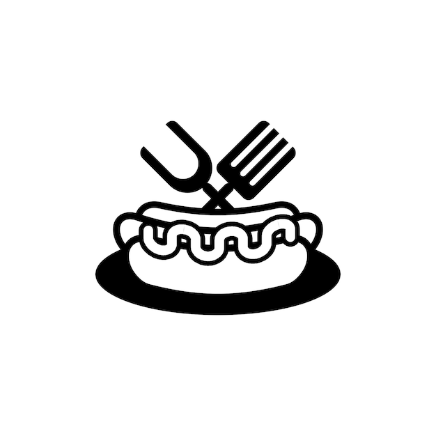 Простой черно-белый логотип хот-дога
