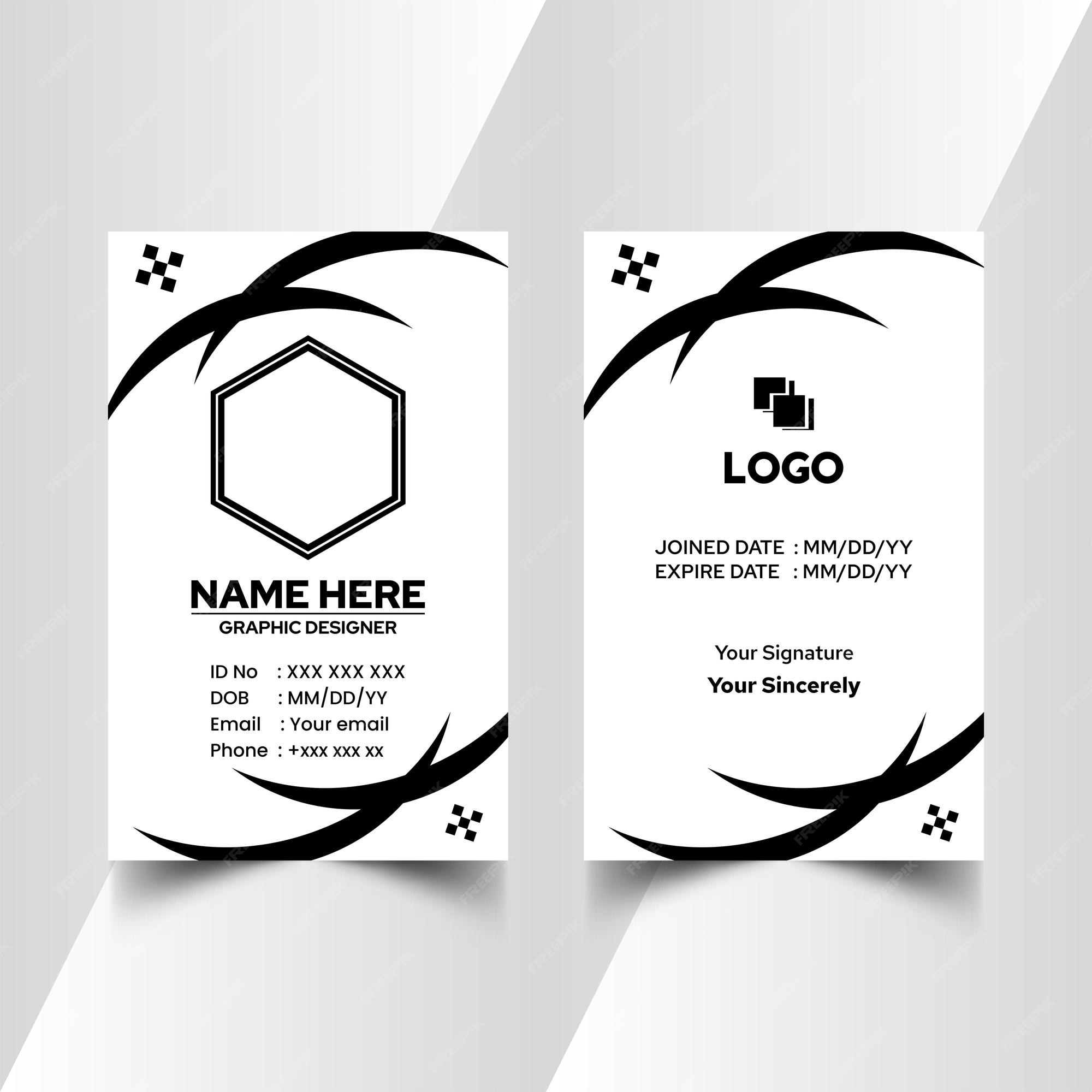 Premium Vector Simple black white id card template Premium Vector Simple black white id card template