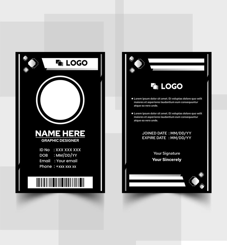 Premium Vector Simple black white id card template Premium Vector Simple black white id card template