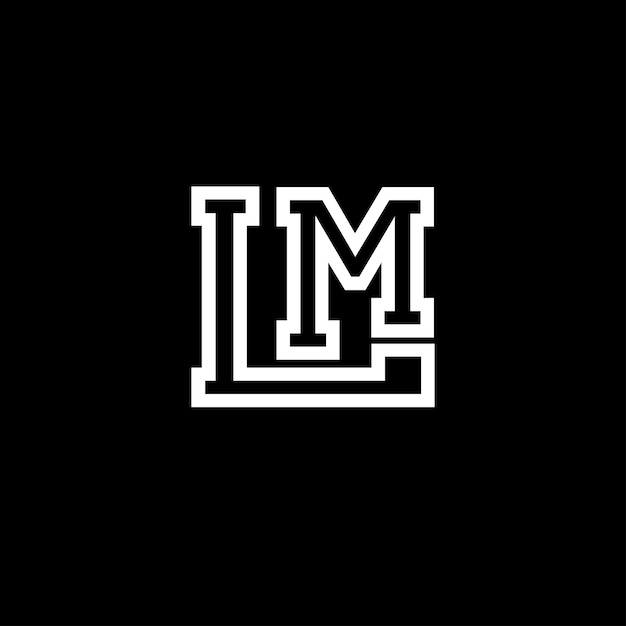 SIMPLE BLACK WHITE MONOGRAM OUTLINE LETTER LM LOGO