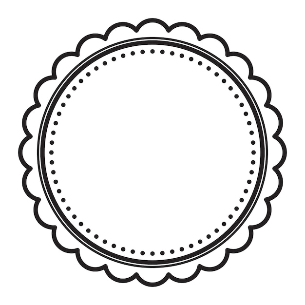 Vector simple black and white scalloped decorative round frame border design