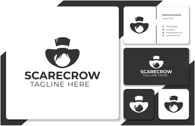 Simple black and white scarecrow logo