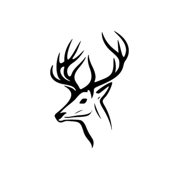 A simple black and white vector deer logo