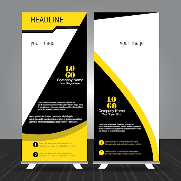 Semplice in piedi stand-alone nero e giallo banner