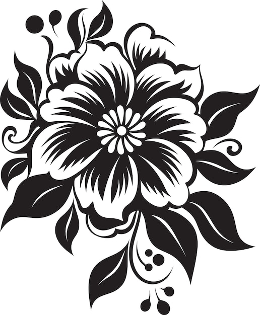 Vector simple bloom structure monochrome logo bold botanical framework black emblem