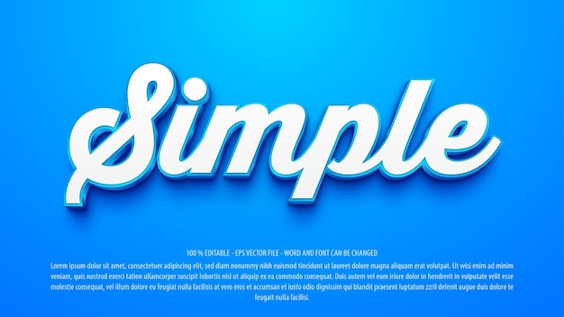 Vector simple blue 3d editable text effect premium vector