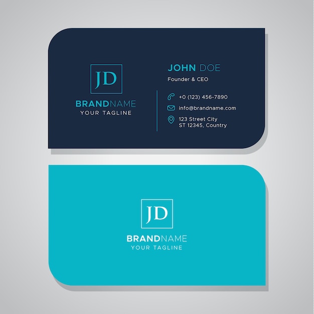 Simple blue business card with die cut