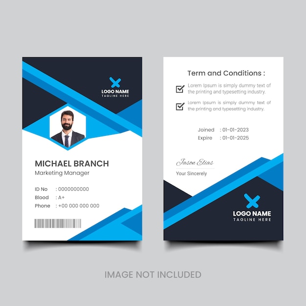 Vector simple blue office id card template