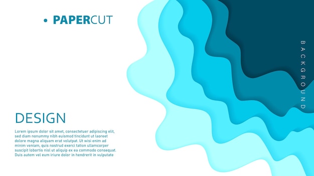 Vector simple blue paper cut background background template for banners flyers and presentations