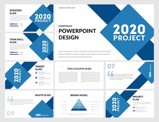 シンプルな青いpowerpointテンプレート