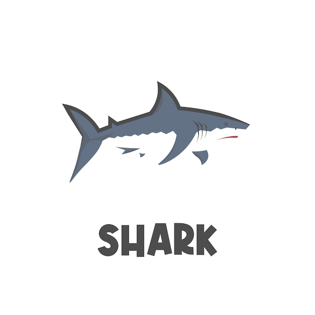 Vector simple blue shark vector illustration logo