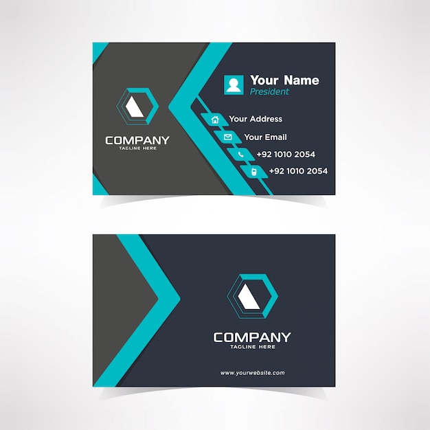 Simple Blue Tosca Business card Design Template