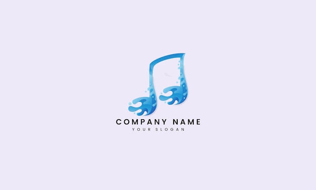 Simple blue wave note logo design