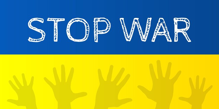 Vector simple blue and yellow russian ukraine stop war vector illustration suitable for all things russian ukraine war