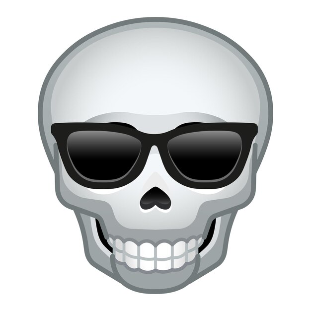 Vector simple bone skull with sunglasses large size of emoji skull