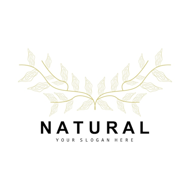 Вектор Простой ботанический лист и цветок логотип вектор естественной линии стиль украшения дизайн баннер флаер свадебное приглашение и брендинг продукта