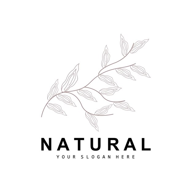 Simple botanical leaf and flower logo vector natural line style decoration design banner flyer wedding invitation and product branding